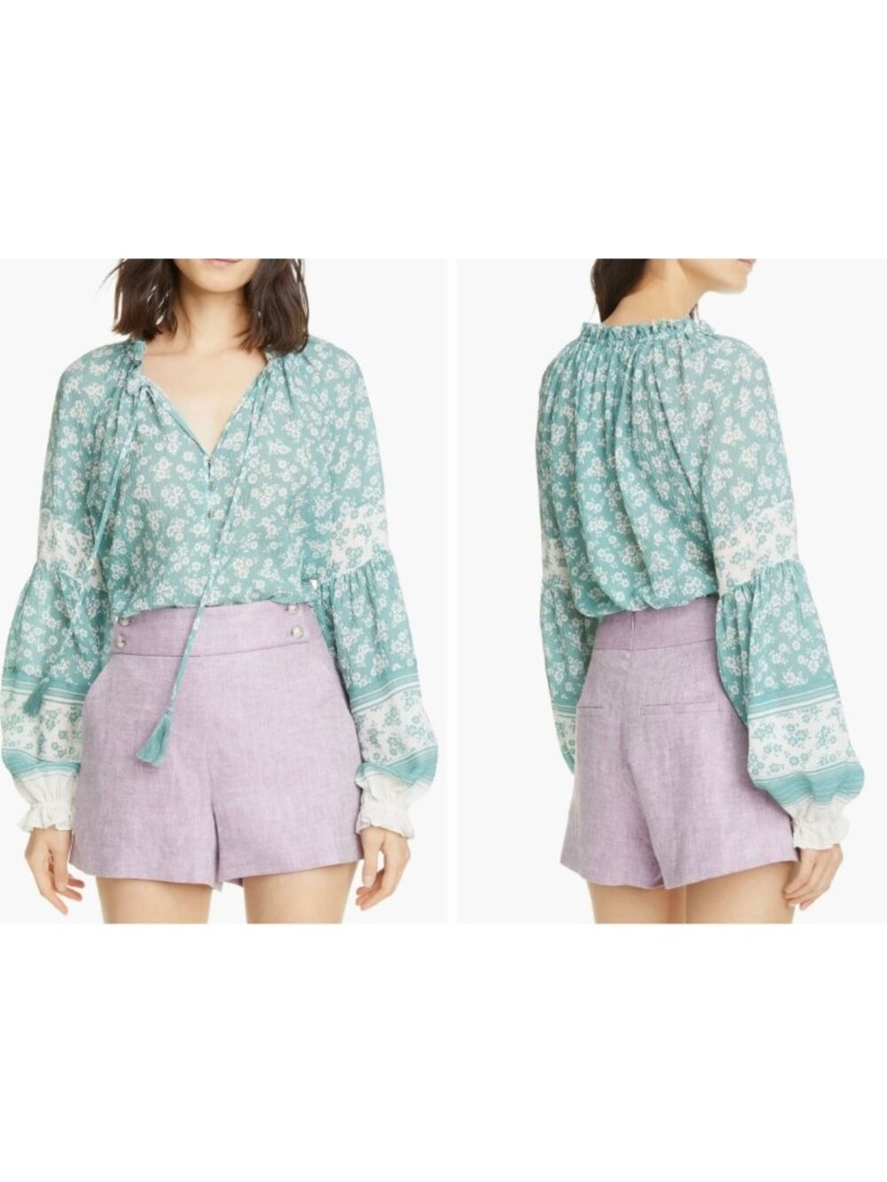 Veronica Beard NWT Kalina Top in Seaglass Size 0